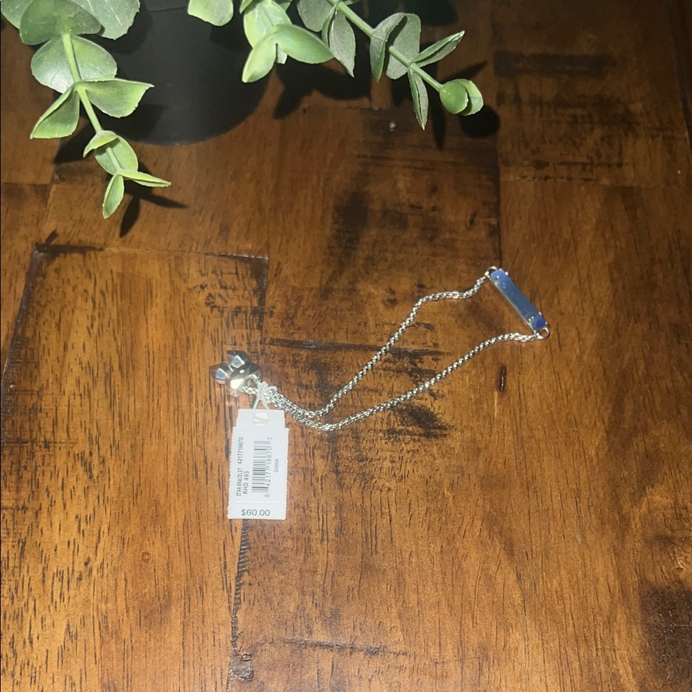 NWT Kendra Scott Stan Blue Rhodium Adjustable Slider Bracelet